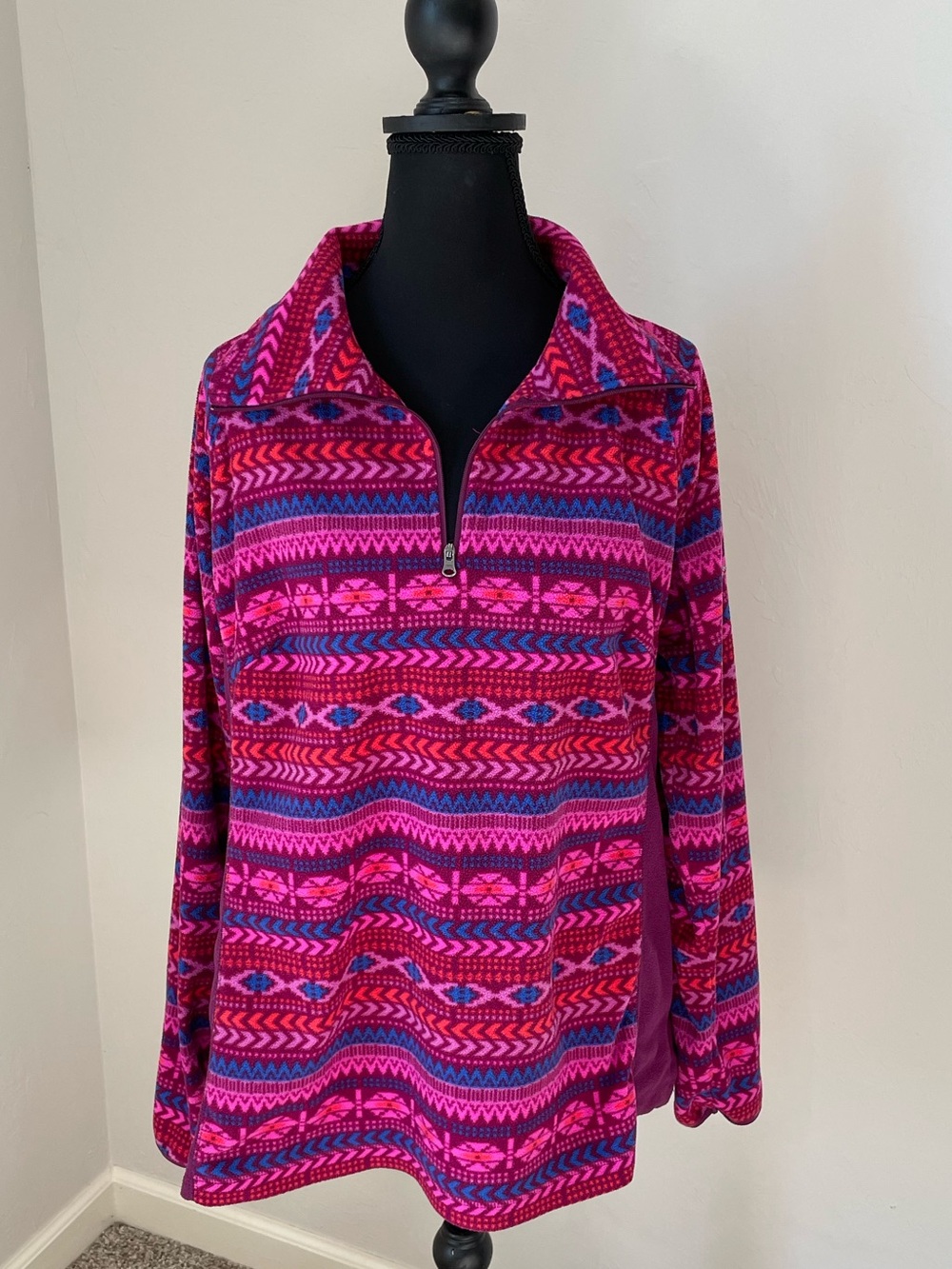 Columbia Women's Half Zip Pullover Pink & Purple Fleece Aztec Geometric Pattern